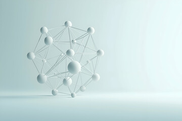 Aufkleber - A minimalist 3D representation of interconnected spheres and lines, symbolizing networks and relationships in a modern, abstract design.