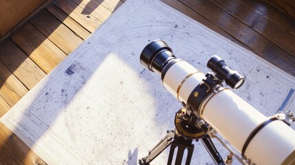 Poster - A well-equipped astronomy observation corner, Telescope, star maps