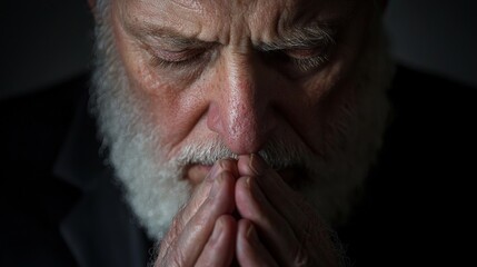 Wall Mural - an elderly jewish man deeply sunken in prayer