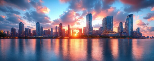 Wall Mural - Chicago Skyline Sunset