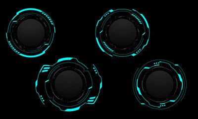 Poster - Set of sci fi blue circle user interface elements technology futuristic design modern creative on black background vector