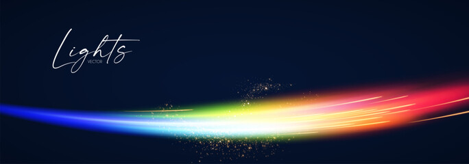 Wall Mural - Motion light effect. Shining magic background and liquid speed light.