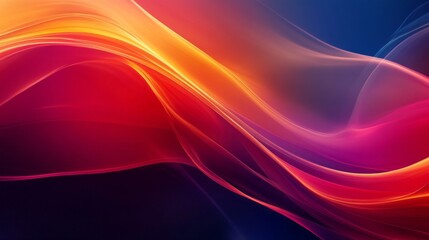 Poster - A colorful, abstract painting with a red and orange wave