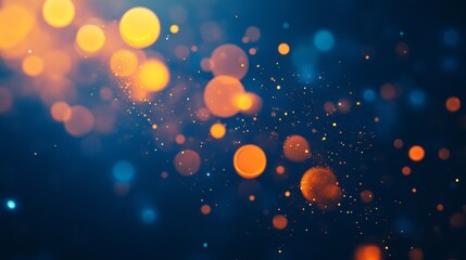 Poster - The image is a blurry blue and orange background with many small circles