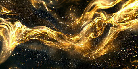 Poster - A gold and black swirl of glittery particles