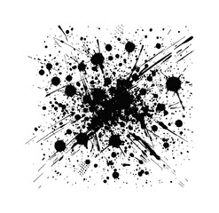 Wall Mural - black ink splatter background engraving black and white outline