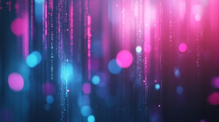Poster - The image is a colorful, abstract background with pink and blue swirls