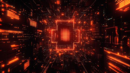 Poster - The square is surrounded by a series of glowing lines and dots