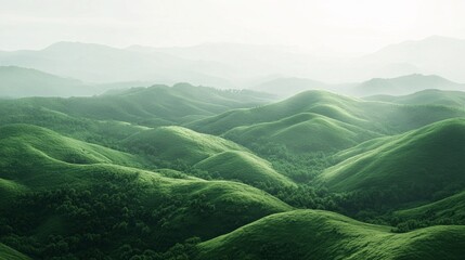Poster - A lush green mountain range with a clear blue sky