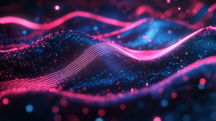 Poster - A blue and pink wave with a lot of sparkles
