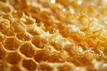 Poster - honeycomb dripping with golden honey making a sweet and sticky treat for tea time