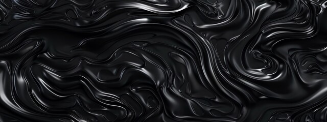 Aufkleber - Abstract black swirls and waves on a dark background. Geometric design for banner template with white space in the center for text. Minimalist wallpaper with copy space.