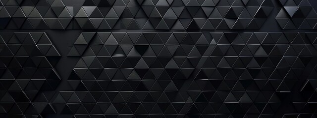 Aufkleber - Abstract black triangles and squares on a dark background. Geometric pattern for banner template with white space in the center for text. Simple modern wallpaper with copy space.