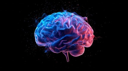 Poster - A brain with blue and red colors