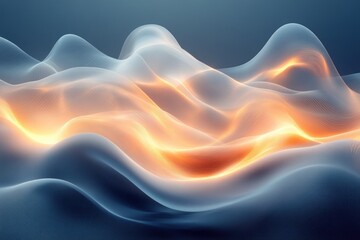 Wall Mural - Abstract Waves with Glowing Lights