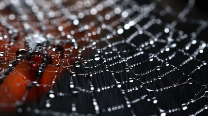 spider web with dew drops