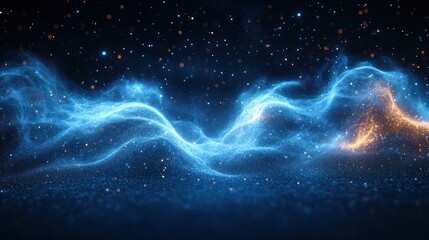 abstract glowing blue and orange energy waves.