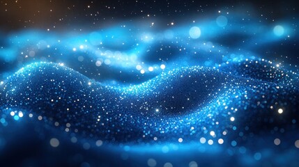 abstract blue glitter wave.