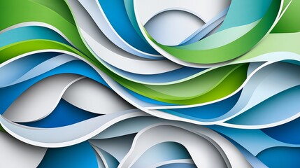 Poster - Abstract Paper Cut-Out Layers in Cool Tones
