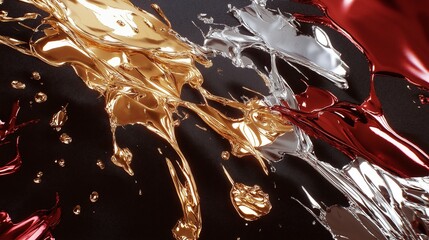 Poster - Abstract Splash of Metallic Paints