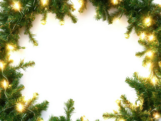 Wall Mural - festive christmas garland frame isolated on a bright white background