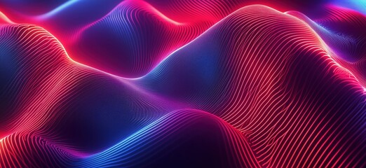 Poster - Abstract wave patterns in vibrant colors, showcasing smooth curves and gradients. Digital art with neon hues, creating a dynamic visual experience.