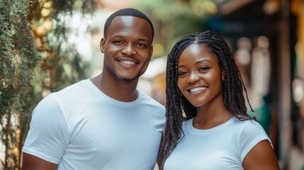 Wall Mural - A man and woman are smiling for the camera