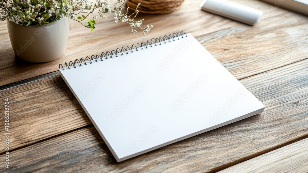 Blank white desk calendar on a wooden table for designing. It's empty ...