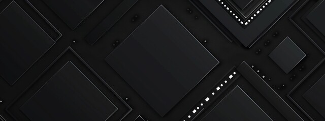 Poster - Photo of Black Background with Geometric Elements and Lines for Design, Featuring White Space in the Center for Text. Ideal for Banner Templates and Digital Projects. Minimalist Wallpaper.