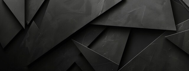 Poster - Photo of Black Background with Geometric Elements for Design, Featuring White Space in the Center for Text. Ideal for Banner Templates and Digital Projects. Minimalist Wallpaper.