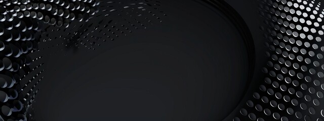 Aufkleber - Black Background with Geometric Grids and Motifs for Design, Banner Template. White Space in the Center for Text, Modern Minimalist Wallpaper for Stylish and Sophisticated Visuals.