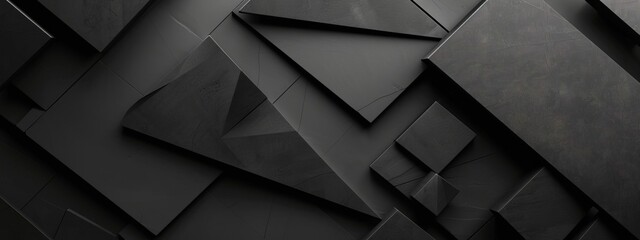 Aufkleber - Black background with geometric repetition. Banner template with white space in the center for text. Suitable for abstract minimalist wallpaper and contemporary graphic design projects.