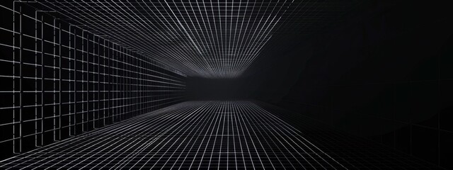 Aufkleber - Abstract dark grid pattern wallpaper with copy space. Minimalist design template with white center text area. Ideal for banners.