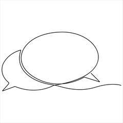  Continuous speech bubble single line art drawing dialogue speech bubble border vector illustration