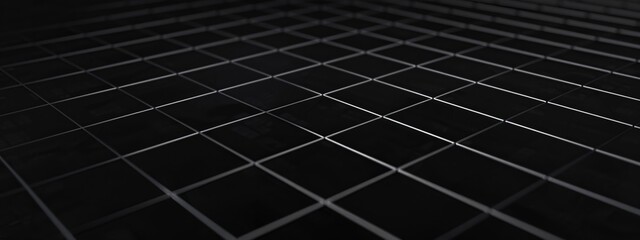 Aufkleber - Minimalist abstract geometric wallpaper featuring a grid pattern on a black background. Banner template with white space for text, perfect for modern and professional design uses.