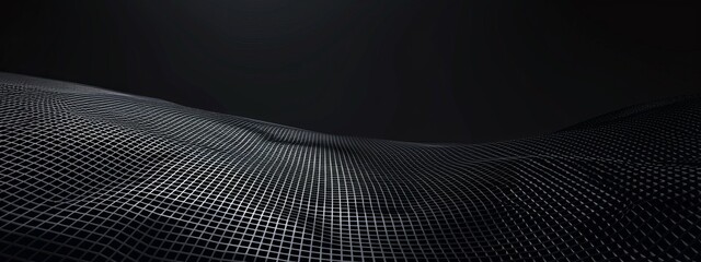 Aufkleber - Black background with grid pattern for design. Banner template with white space in the center for text. Suitable for minimalist abstract wallpaper and contemporary design projects.