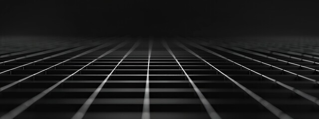 Aufkleber - Minimalist grid pattern wallpaper on a black background. Banner template with white space for text, suitable for modern and professional design applications.