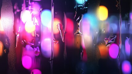 Poster - Frosted Glass with Colorful Bokeh Lights Behind