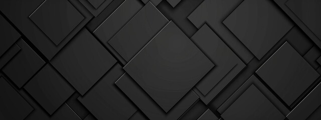 Aufkleber - Simple geometric pattern with intersecting squares and lines on black background. Featuring white space in the center for text, ideal for design templates and modern banners.
