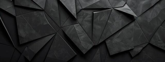 Aufkleber - Intersecting triangles on a black background, minimalist design banner template with white space for text. Great for dynamic and geometric presentations, websites, and modern designs.