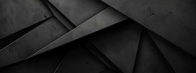 Aufkleber - Intersecting triangles on a black background, minimalist design banner template with white space for text. Great for dynamic and geometric presentations, websites, and modern designs.