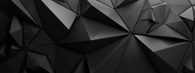 Aufkleber - Abstract Banner Template with Intersecting Triangles on Black Background. Geometric Minimalist Design with Central White Space for Text. Perfect for Modern Use.