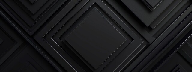 Poster - Intricate geometric elements on black background with copy space for design. Ideal for modern banner templates, abstract minimalist wallpaper, simple geometric modern wallpaper.