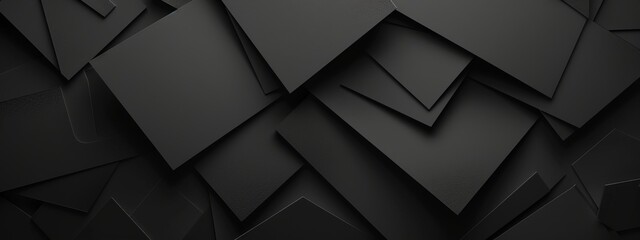 Aufkleber - Photo of Black Background with Irregular Geometric Shapes for Design, Featuring White Space in the Center for Text. Ideal for Banner Templates and Digital Projects. Minimalist Wallpaper.