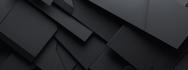 Aufkleber - Abstract Black Background with Irregular Shapes and Lines, Banner Template with White Space for Text. Geometric Minimalist Wallpaper with Copy Space on Black Background. Modern Wallpaper.
