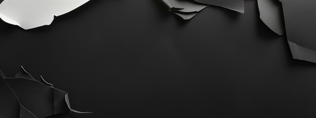 Aufkleber - Black Background with Irregular Shapes for Design Banner Template, Featuring Abstract Geometric Wallpaper with Copy Space in the Center for Text