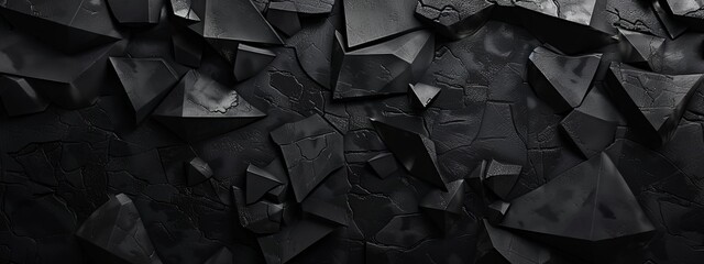 Aufkleber - Black background with irregular shapes. Banner template with white space in the center for text. Ideal for abstract minimalist wallpaper and contemporary digital projects.