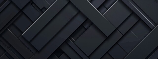 Aufkleber - Black Background with Linear Geometric Motifs and Central White Space for Text. Featuring Modern Geometric Wallpaper Ideal for Creating Sophisticated Banner Templates and Clean Visual Designs.