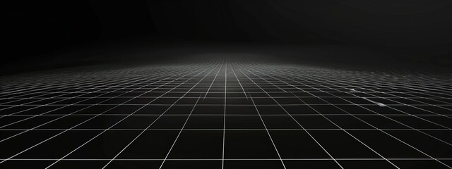 Aufkleber - Linear grids on a black background, minimalist design banner template with white space for text. Ideal for clean and modern presentations, websites, and digital designs.