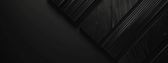 Aufkleber - Linear patterns on a black background, minimalist design banner template with white space for text. Ideal for sleek and modern presentations, websites, and digital designs.